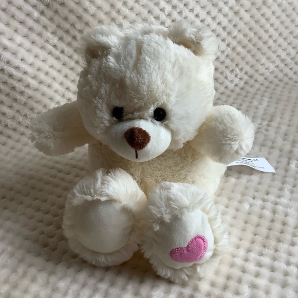 Animal Adventure Plush White Bear Pink Heart Valentines Stuffed Animal Toy - Picture 6 of 10